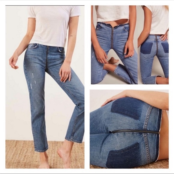 NWT REFORMATION Straight Leg Back Zip Jeans, sz 30 - Picture 4 of 6